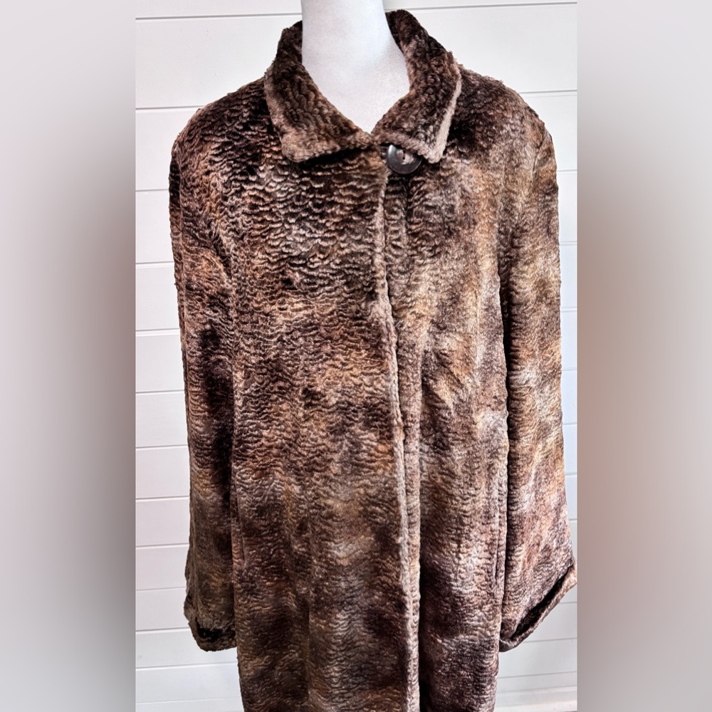 Pamela McCoy Vintage Woman Faux Fur Coat, Brown Size M - Picture 3 of 16